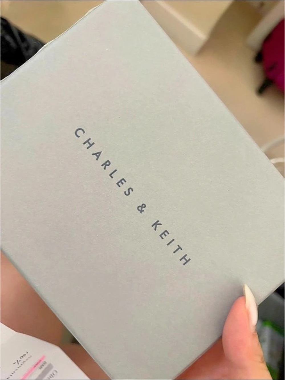 Brand new Charles & Keith Zip-Around Card Holder in Green & Pink